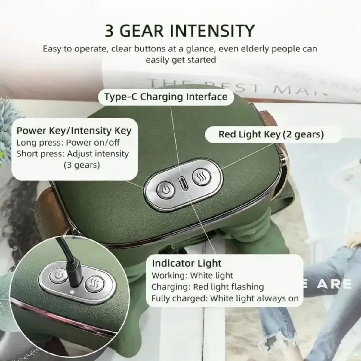 Electric Deep Tissue 4D Kneading Massage, Simulated Human Hand Design for Pain Relief and Muscle Relax