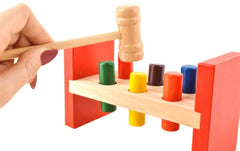 Strike the Wooden Kids Colorful Wooden Blocks Hammer Children Early Learning Educational Toy - 6 peg