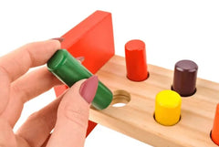 Strike the Wooden Kids Colorful Wooden Blocks Hammer Children Early Learning Educational Toy - 6 peg