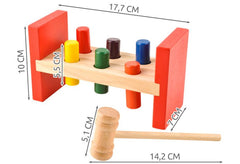Strike the Wooden Kids Colorful Wooden Blocks Hammer Children Early Learning Educational Toy - 6 peg