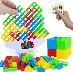 Swinging Tower Tetra Tower- Building Blocks 16 Pcs with 22 Action Cards - Multiplayer