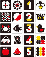 20pcs High Contrast Sensory Flash Cards with 40 Pictures for Babies - 3-6 months