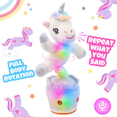 Talking Unicorn Glowing Dancing Interactive Animated Singing Mimicking Electric Light Up Toy