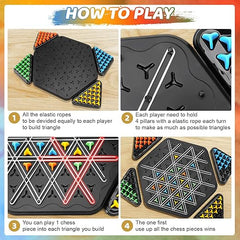 Triangle Chess Game, Triggle Elastic Band Game, Family Games - 2 To 4 Players