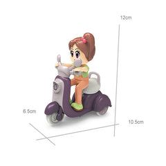 Unbreakable Push and Go Bike Friction Powered Cartoon Scooter with Cute Girl Doll Rider-Any 1