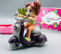 Unbreakable Push and Go Bike Friction Powered Cartoon Scooter with Cute Girl Doll Rider-Any 1