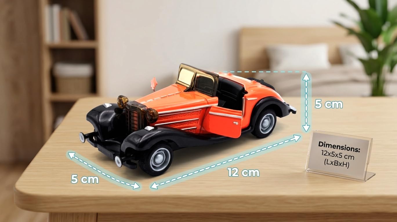 Vintage Toy Car Classic Die Cast Metal Pull Back Car with Lights and Sounds