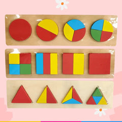 WOODEN 3D FRACTION SHAPES PUZZLE BOARD -Rectangle Pack of 1