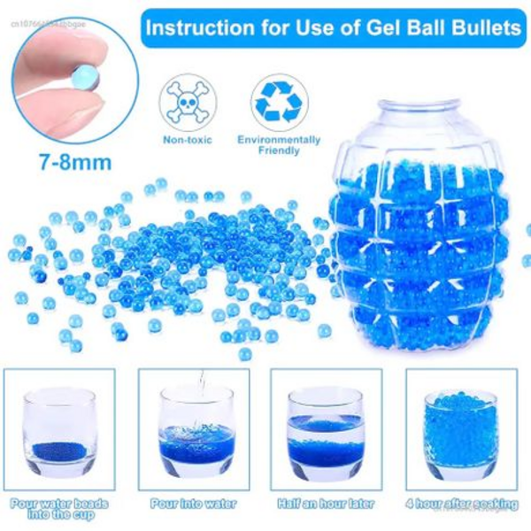Water-Absorbent Orby Gel Balls 7-8mm - 500 pieces Blue Hydrogel Bullets