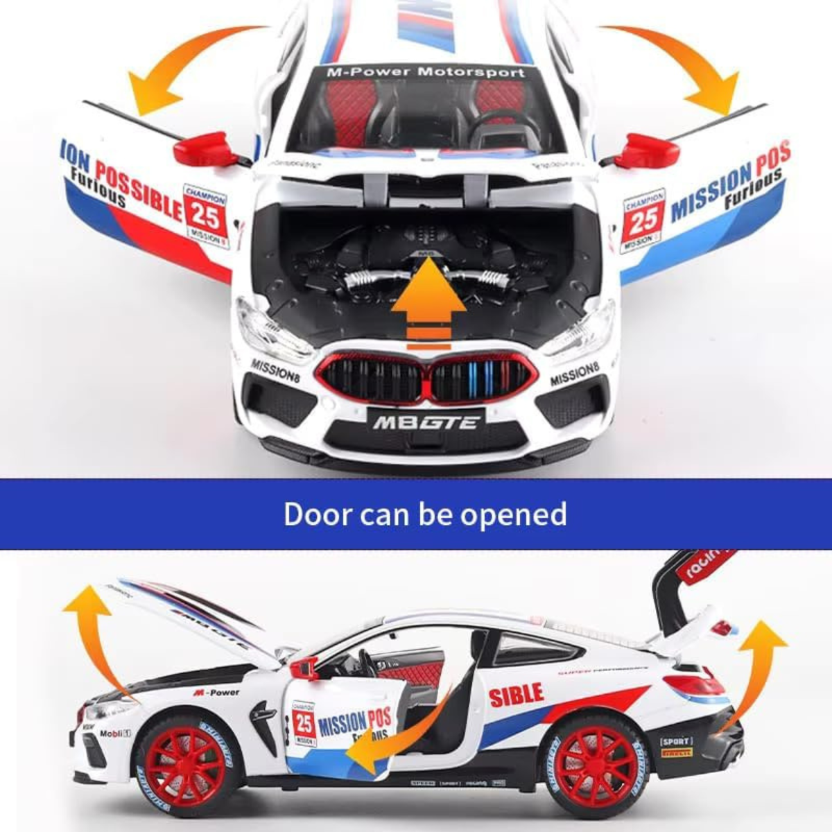 White Mercedes BMW -AMG GT3 1:32 scale die-cast model