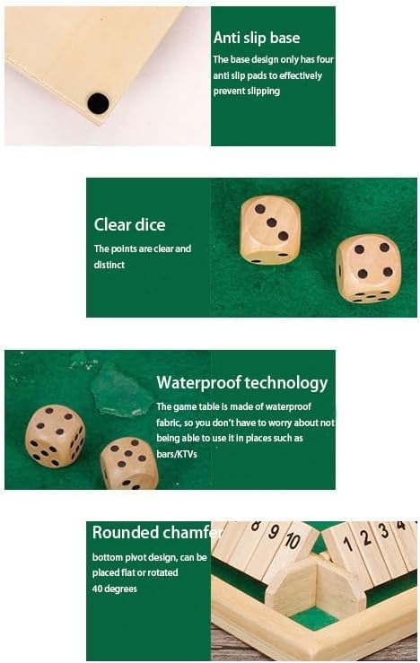 White Wooden Shut The Box Dice Game | 4 Player Board Game | Educational Math Learning Toy | Table Top Game for The Party Family | Traditional Number Game