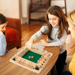 White Wooden Shut The Box Dice Game | 4 Player Board Game | Educational Math Learning Toy | Table Top Game for The Party Family | Traditional Number Game
