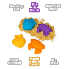 Wonder Sand 1000 Grams for Play, Smooth Sand for Kids - Three Colour sand with 2 Moulds