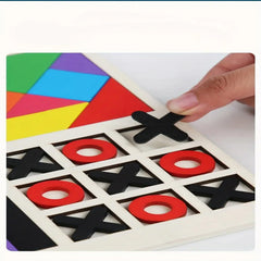 Wooden 3 in 1 Puzzle Toy - Tangram, Tic tac toe and Game chess Russian Intteligence