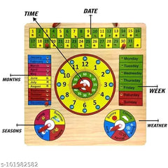 Wooden All in One Multifunctional Learning Board 12*12 Clock, Calendar, Days, Months, Weather, Seasons | Learning Board for Kids with Pins