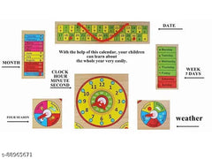 Wooden All in One Multifunctional Learning Board 12*12 Clock, Calendar, Days, Months, Weather, Seasons | Learning Board for Kids with Pins