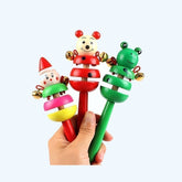 Wooden Cartoon Animal Rattle with 2 bells Multicolor- Any 1 Random
