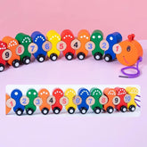 Wooden Caterpillar Train Toy - Lacing Toy