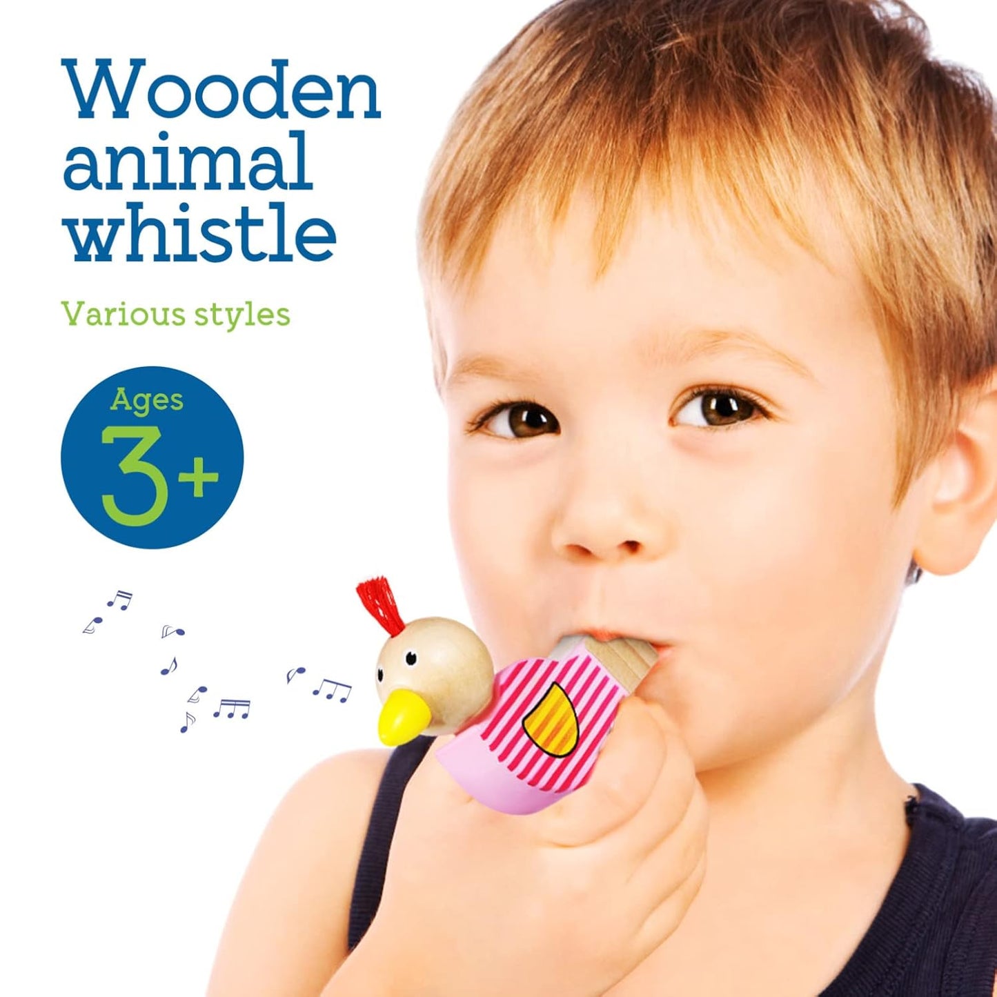 Wooden Cute Printed Bird Whistle - Any 1 Blue or Pink