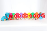 Wooden Digital Caterpillar Train Lacing Toy