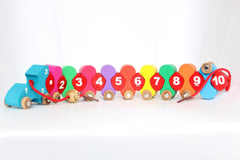 Wooden Digital Caterpillar Train Lacing Toy