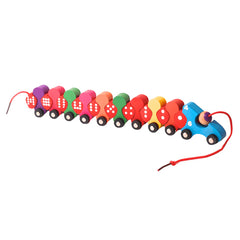 Wooden Digital Caterpillar Train Lacing Toy