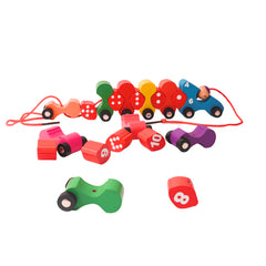 Wooden Digital Caterpillar Train Lacing Toy