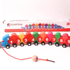Wooden Digital Caterpillar Train Lacing Toy