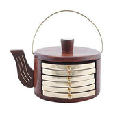Wooden Kettle Shape Coasters Set of 6