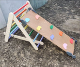 Wooden Pikler Triangle with slider and climber