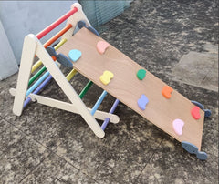 Wooden Pikler Triangle with slider and climber
