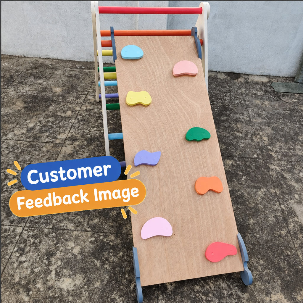 Rainbow 2-in-1 Pikler Triangle Kids Climber & Slide