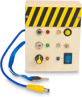 Wooden Sensory Board Switch Toy with Real LED Light and Sounds, Montessori Busy Board Toys for Toddler, Educational Gifts for 1 2 3 Year Old Girls Boys