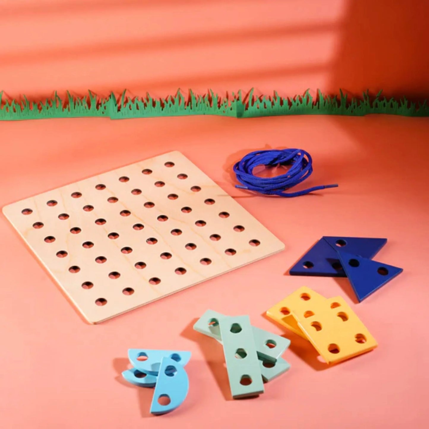 Wooden Shapes Lacing Board Puzzle - with 20 Different Reference Picture Book