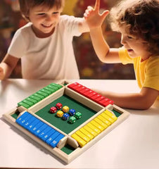 Multicolor Wooden Shut The Box Dice Game | 4 Player Board Game | Educational Math Learning Toy | Table Top Game for The Party Family | Traditional Number Game