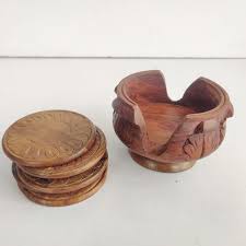 Wooden Tea coaster set of 6 plates - Big
