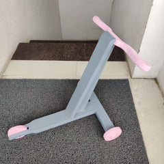 Wooden Walker - Grey pink Combination 4 wheeler push cart (Assembling and Dismantling type)