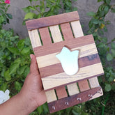Wooden Wall Decor Key Holder with a Mirror