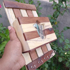 Wooden Wall Decor Key Holder with a Mirror