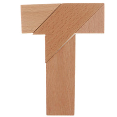 Wooden Jigsaw Puzzle Tetris Puzzle Blocks Kids Educational Toy - T Shape -with TIN Box