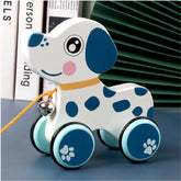 Wooden blue Baby Puppy dog Pull along - without Bell
