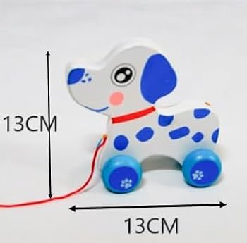 Wooden blue Baby Puppy dog Pull along - without Bell