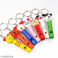 Wooden colourful whistle Key chain - pack of 1