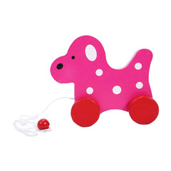 Wooden pink Dog Pull along