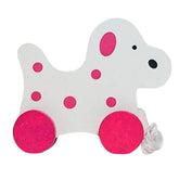Wooden white Dog Pull along