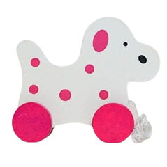Wooden white Dog Pull along