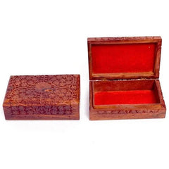 Brown Wooden Carved Jewellery Box - Medium - 7*5 Inches
