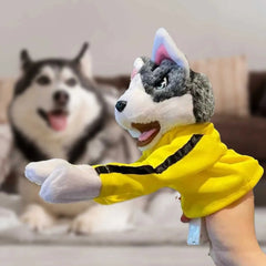 Kung Fu Animal Husky Gloves Doll, New Interactive Boxing Dog Hand Puppet with Sounds and Action, Plush Toy Gift