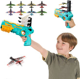 Flying Airplane Launcher Gun Toy with Foam Glider Planes -Air Battle Gun (Multicolor)