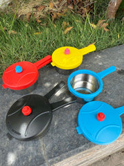 Toy Pressure Cooker - Heavy Stainless Steel Miniature Household Kitchen Appliances Pretend Play Toy for Kids - Any 1